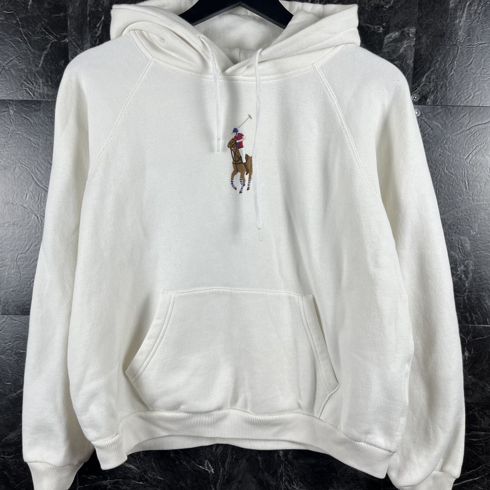 Polo by Ralph Lauren White Hoodie with Embroidered Polo Player Women’s Large